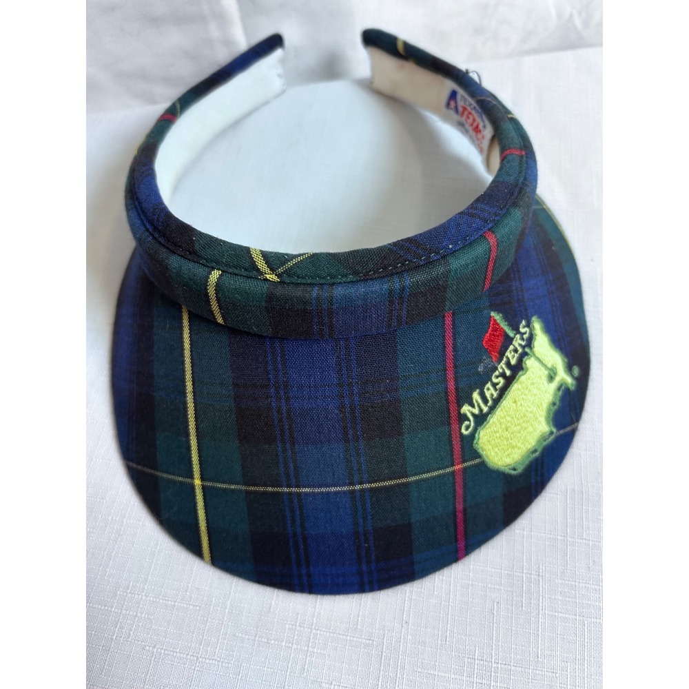Texace Masters Golf Visor OS Navy Green Plaid Logo Clip On Women